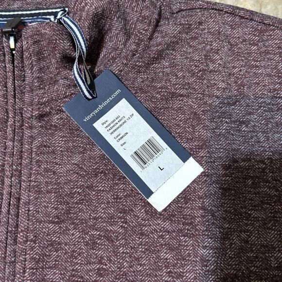 Vineyard Vines Sweatshirt Mens Large Red Herringbone Half Zip Long Sleeve Golf - Picture 2 of 10